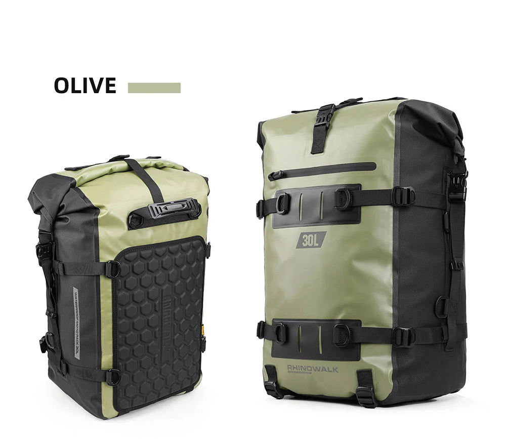Rhinowalk 30L Motorcycle Backpack Rhinowalk Waterproof Motorbike Seat Tail Bag Side Saddle Duffle Dry Bag for Motorcycle (MT2230)